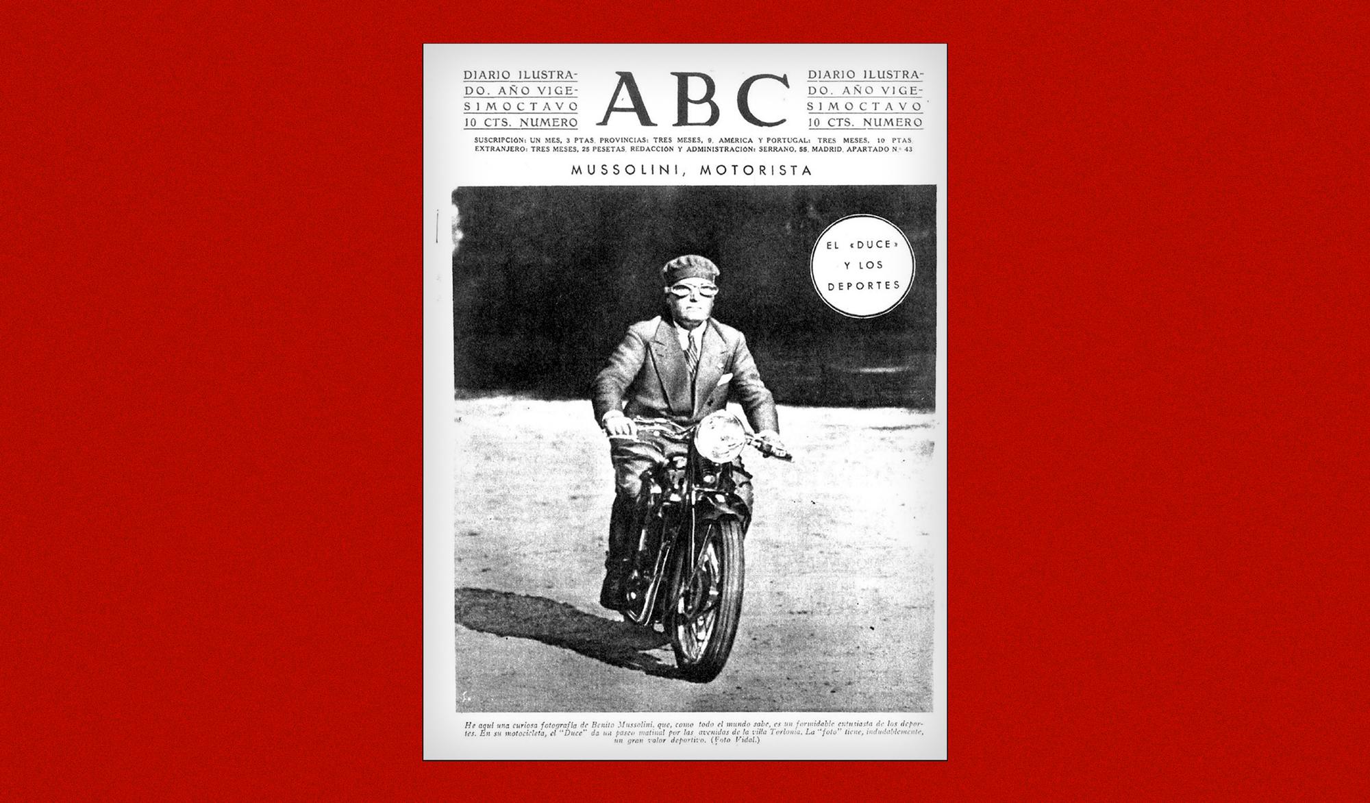 mussolini moto en ABC horizontal